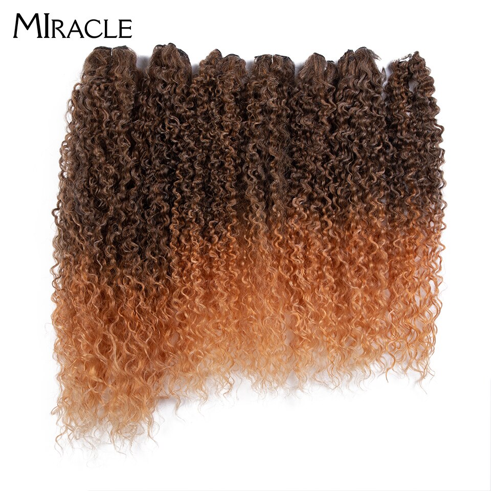 Miracle Afro Kinky Curly Hair Bundles 7pcs/Pack 22 24 26 Inch Ombre Blonde Nature Black Color Synthetic Hair Weave B